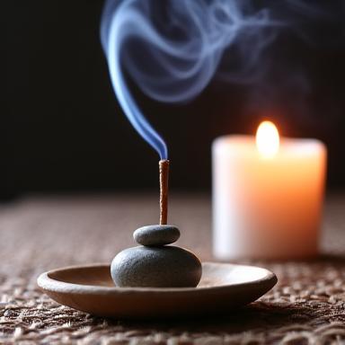 Set pro meditaci s kadidlem a svíčkou