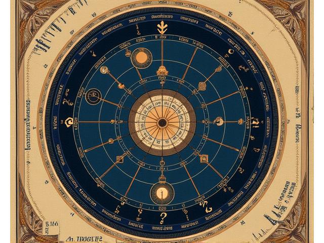 Ručně kreslená natální karta s planetami a aspekty